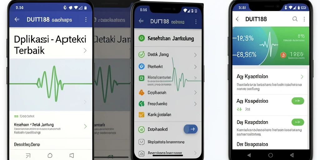 Tampilan antarmuka pengguna DUIT188 untuk pemantauan detak jantung.