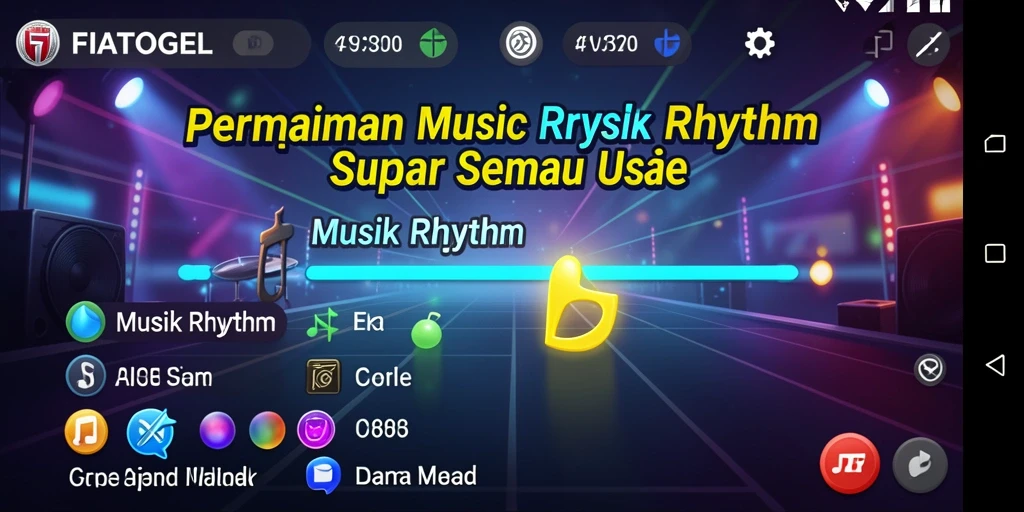 Tampilan menarik antarmuka FIATOGEL saat permainan Musik Rhythm.