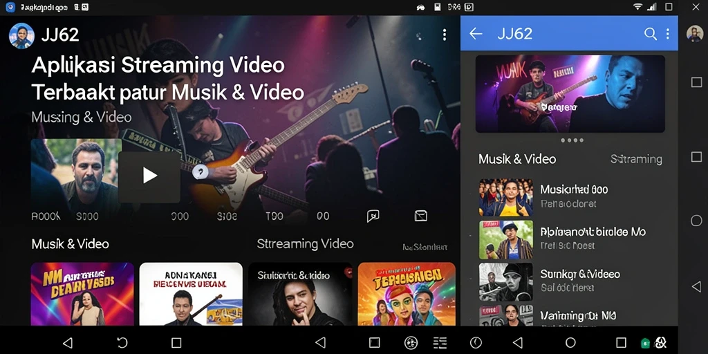 Tampilan antarmuka utama aplikasi JJ62 untuk streaming video.