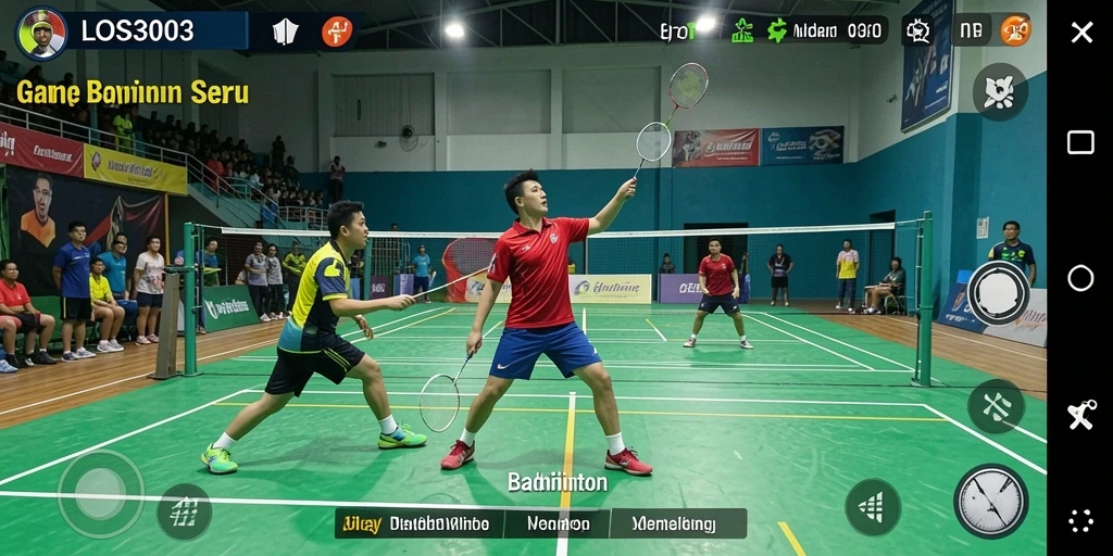Antarmuka utama LOS303 menampilkan permainan badminton yang dinamis.