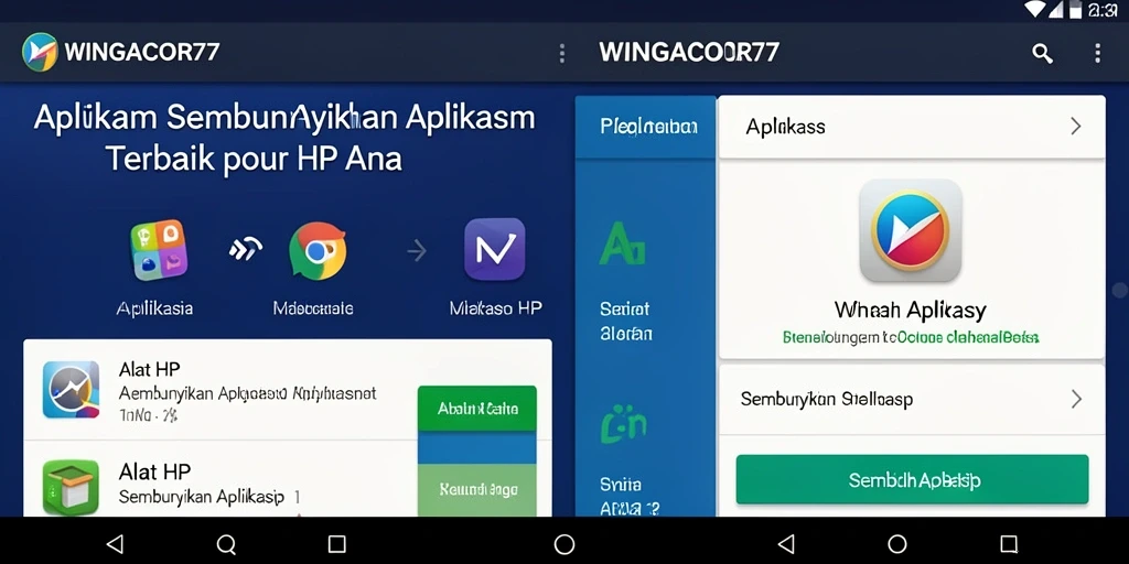 Antarmuka WINGACOR77 yang menampilkan opsi menyembunyikan aplikasi.